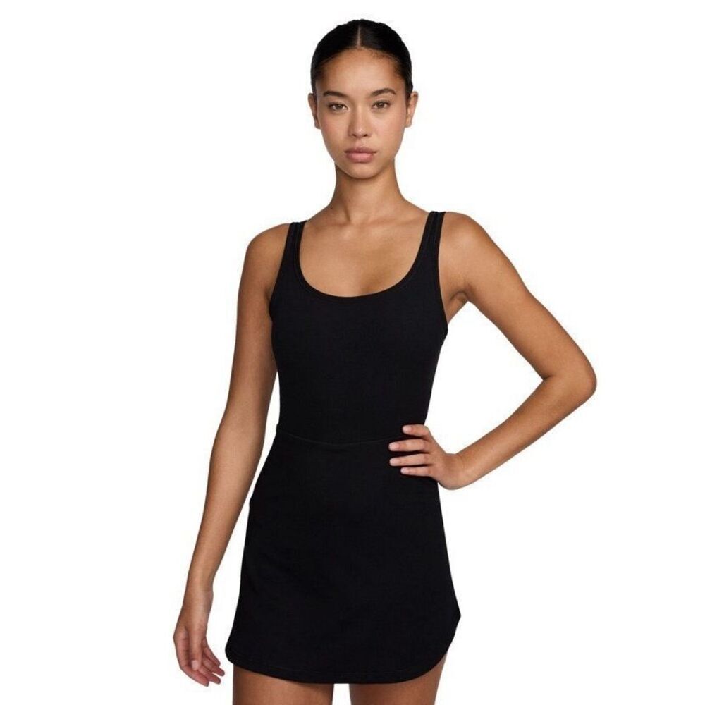 19. Nike BLACK NWT Dri-FIT One Scoop Neck Ribbed Romper Black - Picture 4 of 6